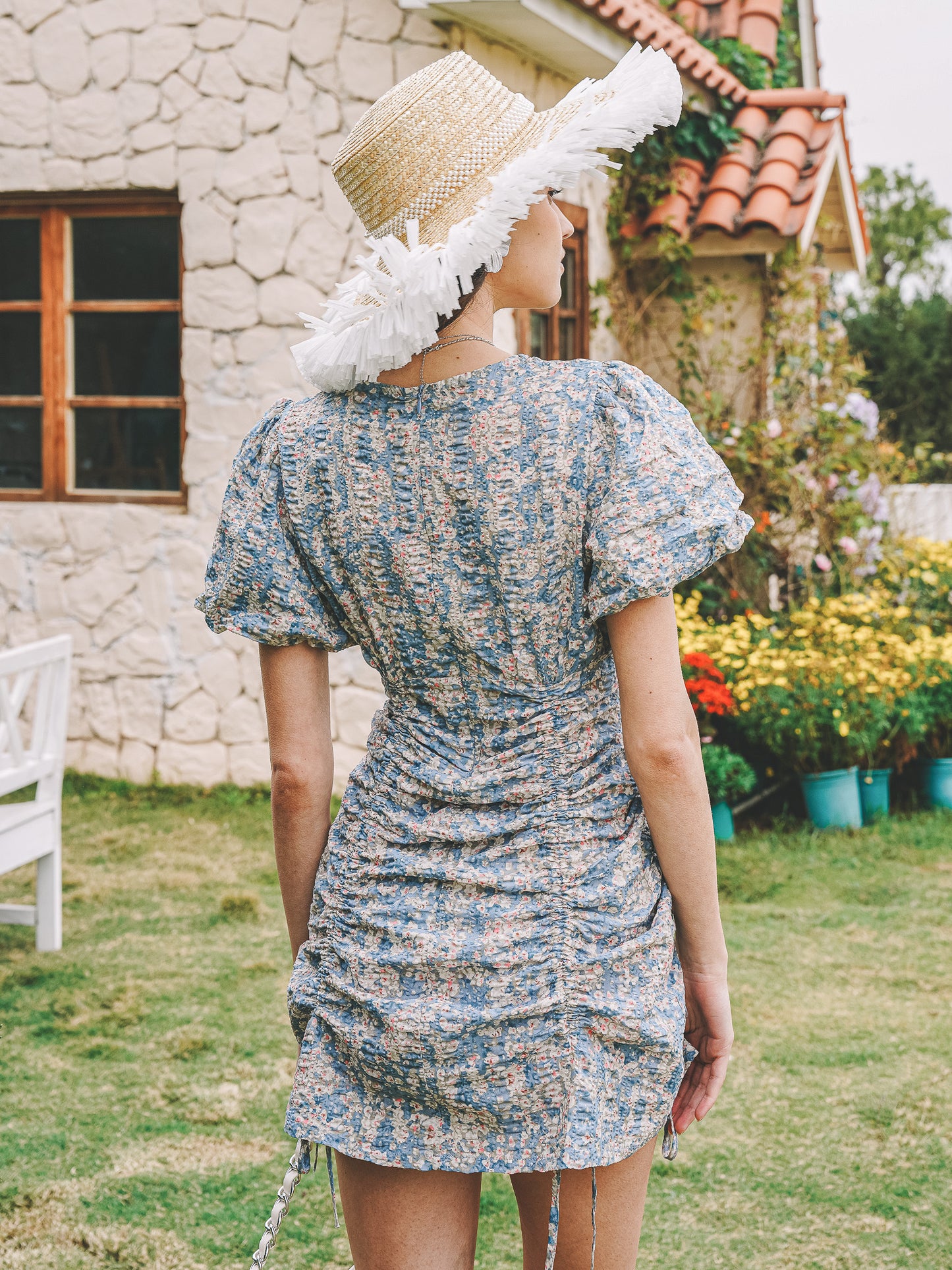 Floral Ruched Mini Dress