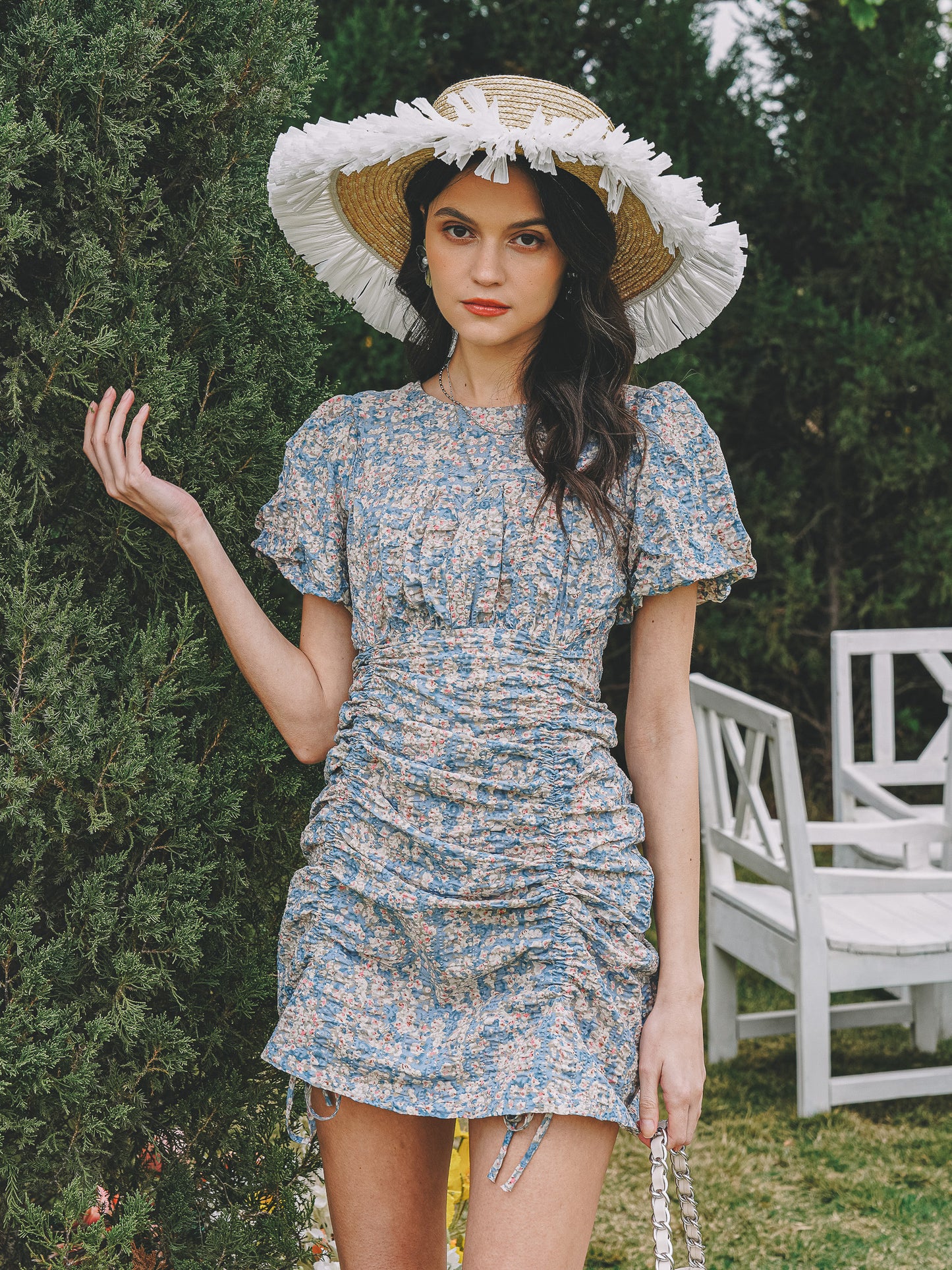 Floral Ruched Mini Dress