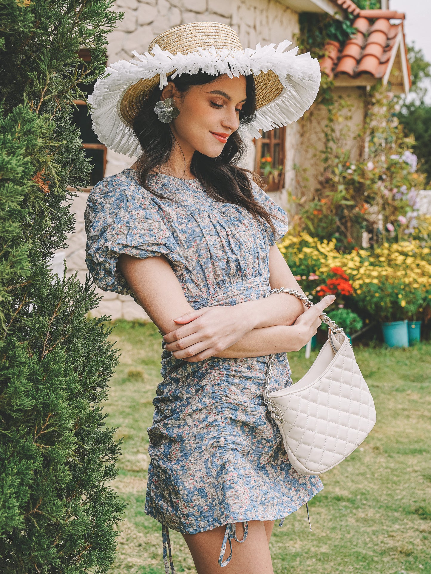 Floral Ruched Mini Dress