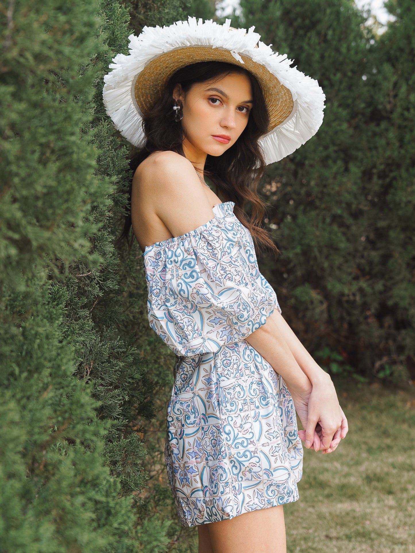 Paisley Pattern Off-Shoulder Romper