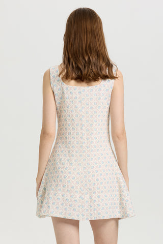 Sleeveless A-Line Mini Dress with Floral Print