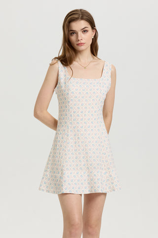 Sleeveless A-Line Mini Dress with Floral Print