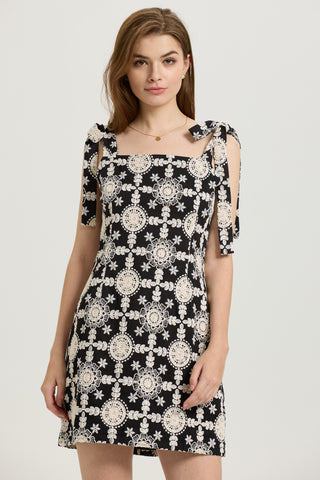 Lace Overlay Black Mini Dress