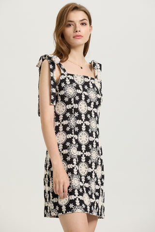 Lace Overlay Black Mini Dress