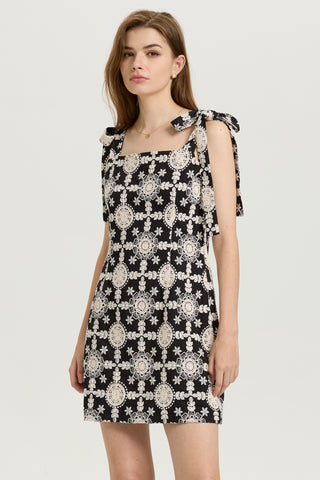 Lace Overlay Black Mini Dress