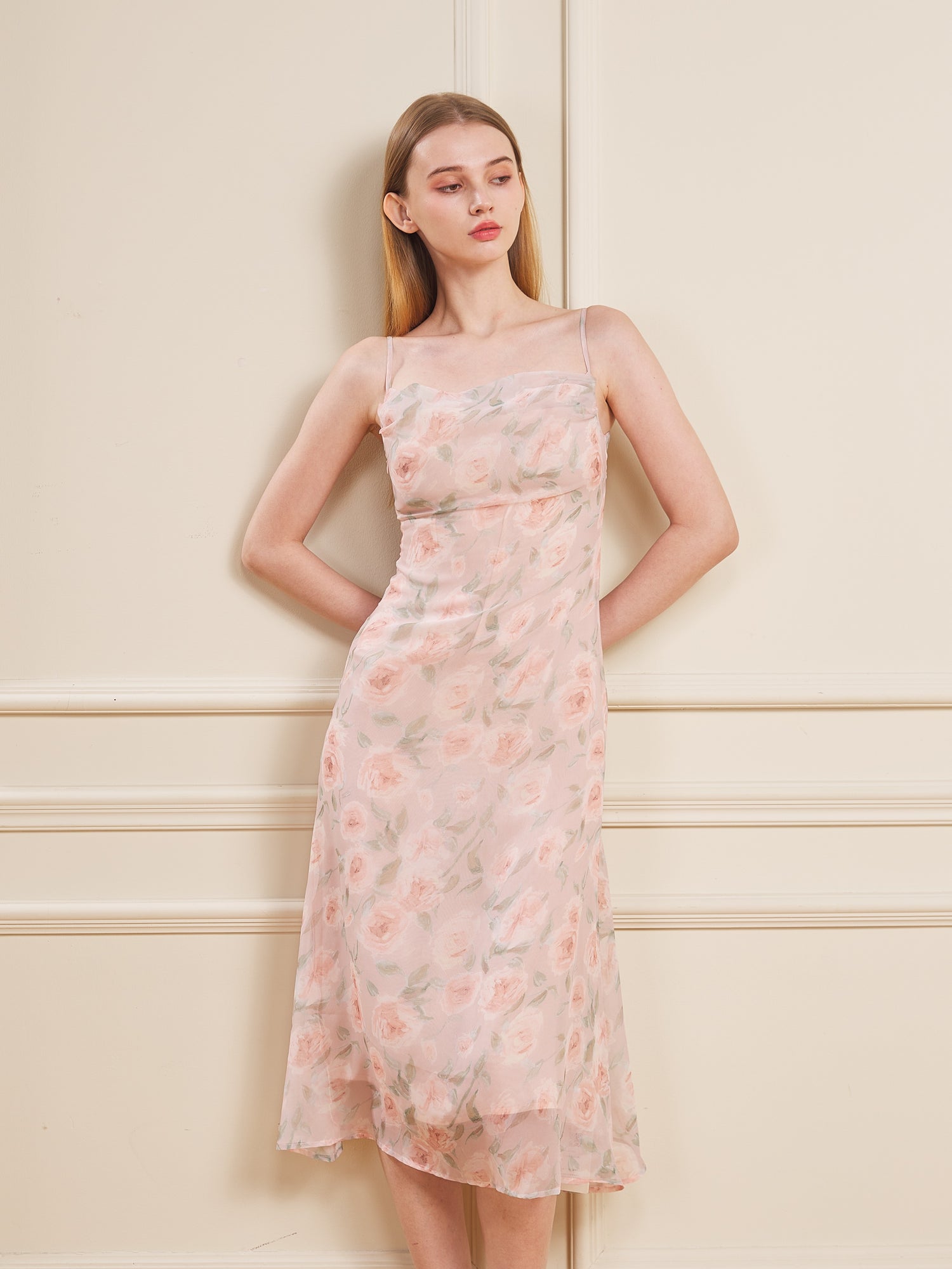 Blush Pink Rose Print Sheer Overlay Dress Rosie Posie