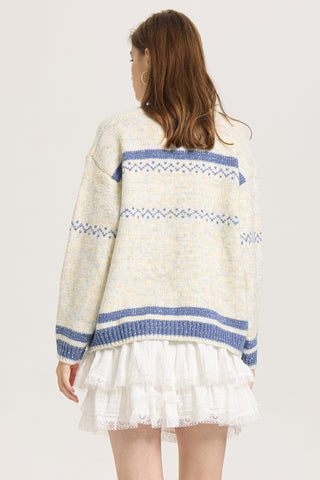 Frosted Blooms Button-Up Cardigan