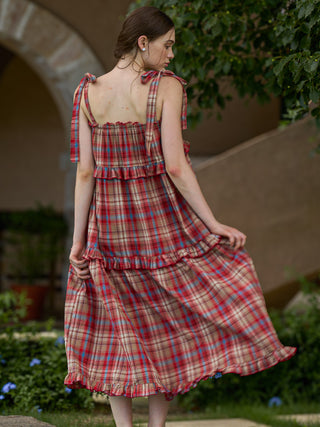 Red Checkered Maxi Dress