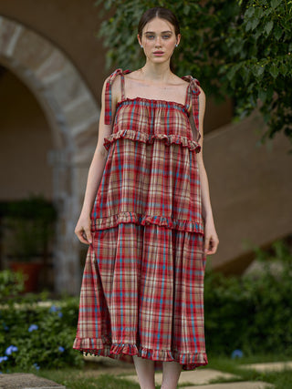 Red Checkered Maxi Dress