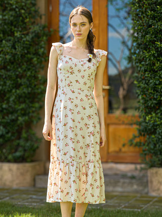 Dainty Floral Dress with Ruffle Hem