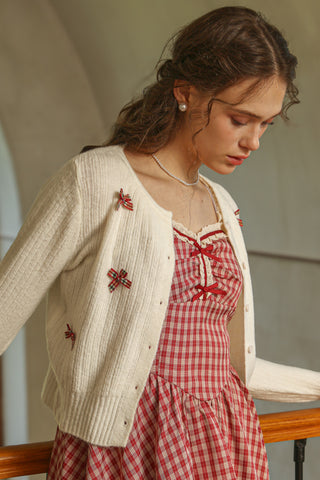 Plaid Bow Cardigan