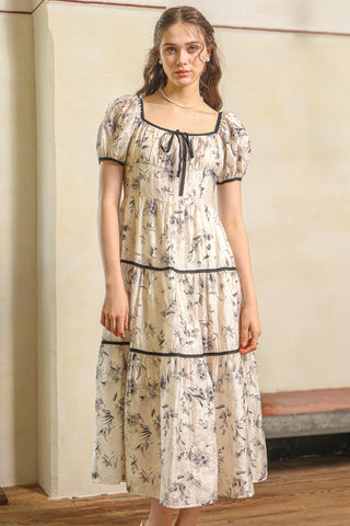 Ivory Floral Tiered Dress