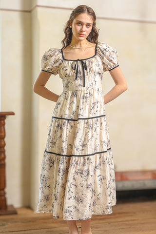 Ivory Floral Tiered Dress