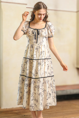 Ivory Floral Tiered Dress