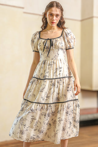 Ivory Floral Tiered Dress