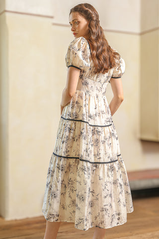 Ivory Floral Tiered Dress