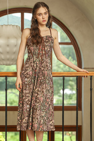 Forest Bloom Embellished Smock Dress
