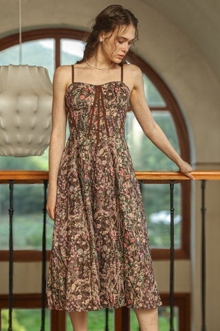 Forest Bloom Embellished Smock Dress