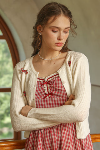 Plaid Bow Cardigan