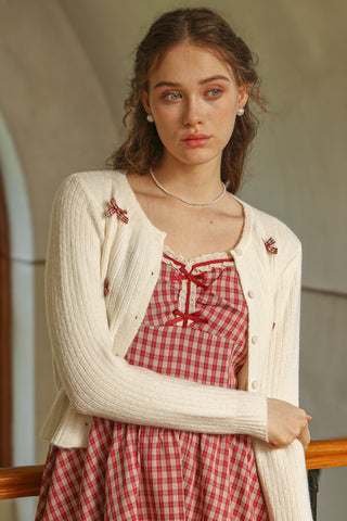 Plaid Bow Cardigan