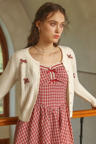 Plaid Bow Cardigan