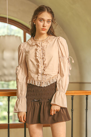 Lace Trimmed Cotton Blouse