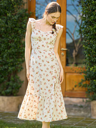 Dainty Floral Dress with Ruffle Hem
