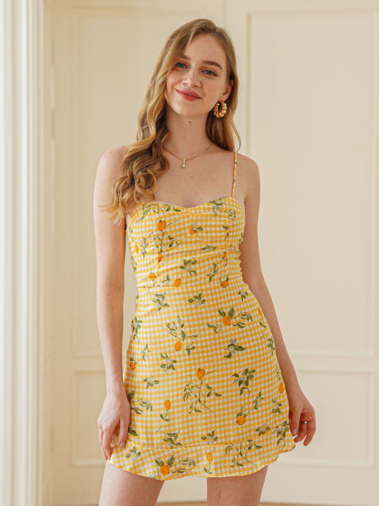 Sunny Lemon Gingham Summer Dress