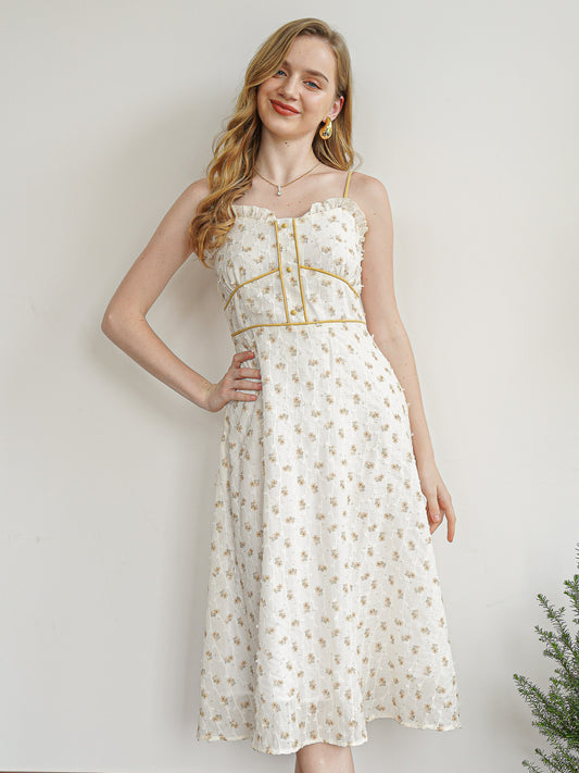 Yellow Floral Midi Dress