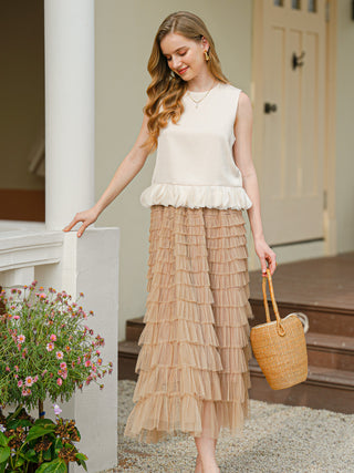 Tulle Layered Midi Skirt