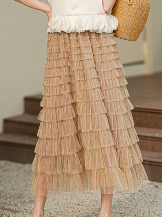 Tulle Layered Midi Skirt