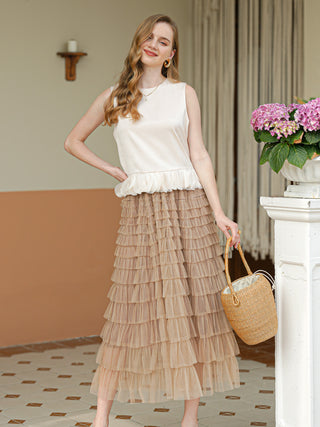 Tulle Layered Midi Skirt