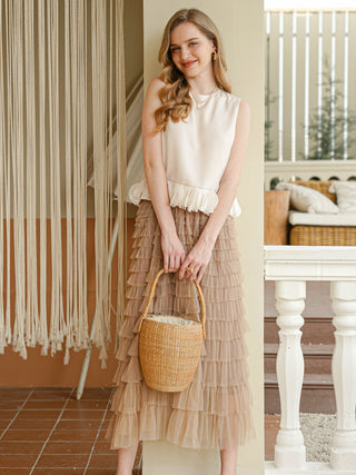Tulle Layered Midi Skirt
