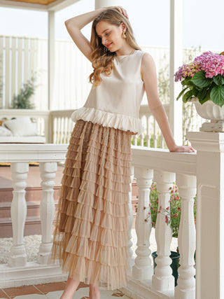 Tulle Layered Midi Skirt