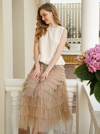 Tulle Layered Midi Skirt