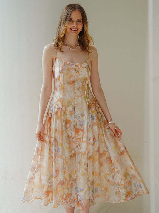 Whimsical Watercolor Midi Sundress