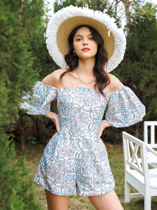 Paisley Pattern Off-Shoulder Romper