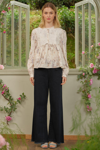 Soft Bloom Embroidered Peplum Top