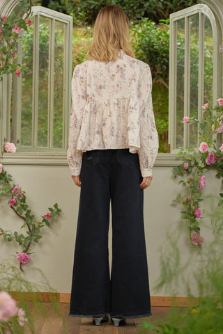 Soft Bloom Embroidered Peplum Top