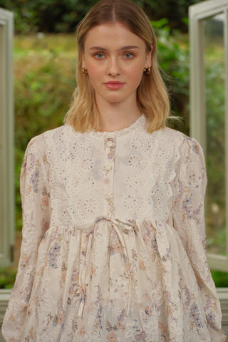 Soft Bloom Embroidered Peplum Top