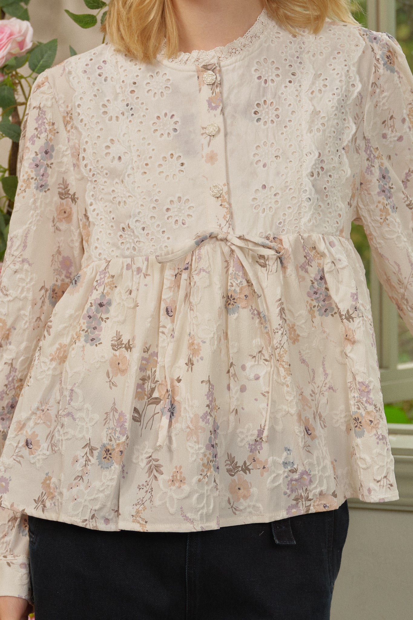 Soft Bloom Embroidered Peplum Top – Rosie Posie