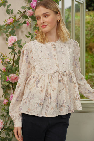 Soft Bloom Embroidered Peplum Top