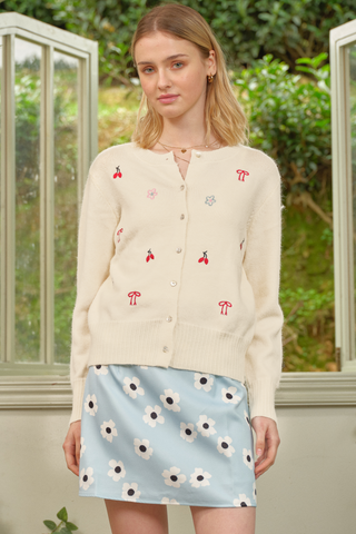 Sweetly Embroidered Knit Cardigan