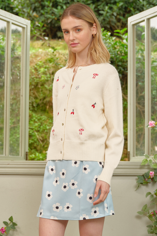 Sweetly Embroidered Knit Cardigan