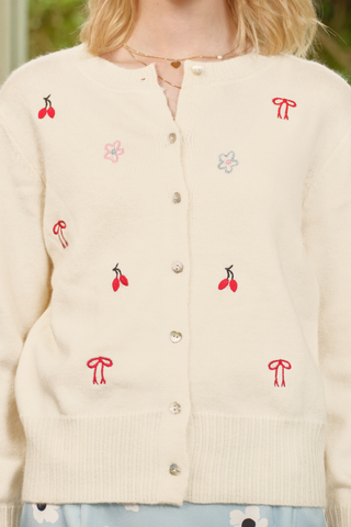 Sweetly Embroidered Knit Cardigan