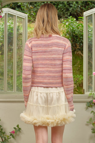 Blush Striped Knit Cardigan