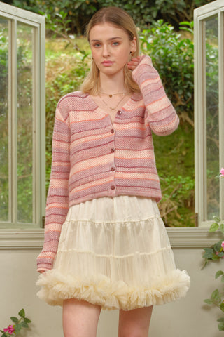 Blush Striped Knit Cardigan