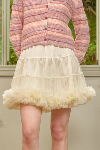 Dreamy Tiered Tulle Cream Skirt