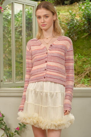 Blush Striped Knit Cardigan