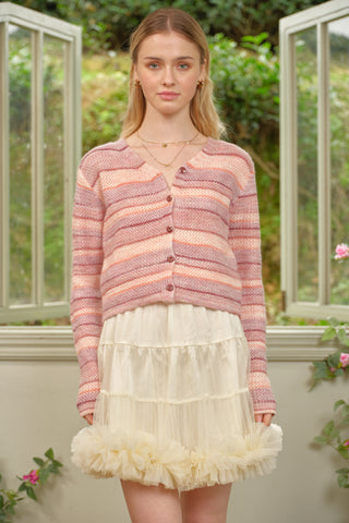 Blush Striped Knit Cardigan
